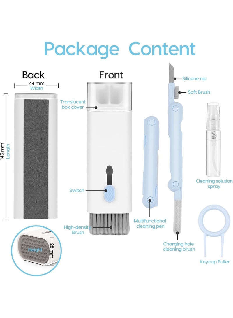 7 in 1 AirPods Cleaner Kit with Spray, MMH Multi-Function Electronic Cleaning Tool, Keyboard Laptop Screen MacBook Pro Earbuds Cleaner with Pen and Brush, for Phone, Tablet, PC Screen, Computer, Headphones – Blue - Image 2