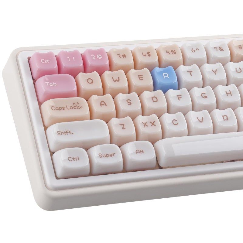TYRIXKI Ceramic Jade Ragdoll Cat Keycaps, 148 Keys Translucent Pink Jelly Cute Keycaps Mao Profile Creamy Custom Keycap for Cherry Gateron MX Swithes Mechanical Keyboards - Image 1