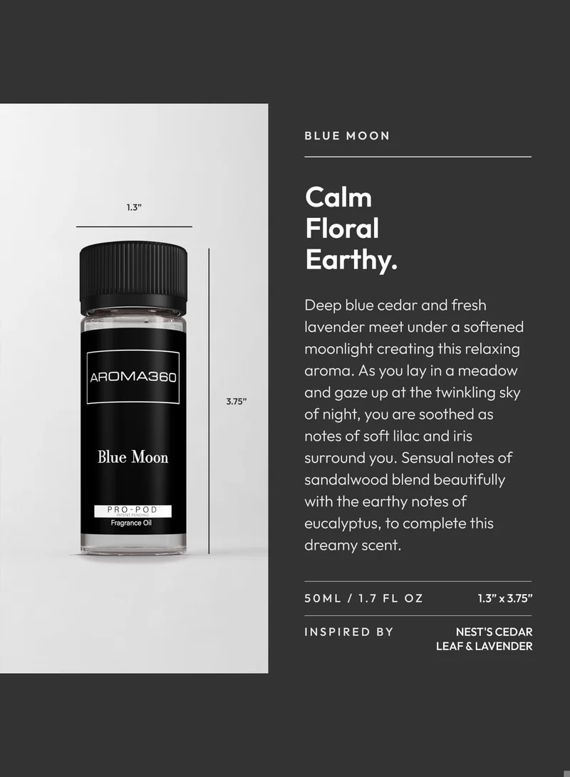 AROMA360 Blue Moon Pro-Pod Oil Blend - Hotel Inspired for Luxury Essential Oil Diffusers - Aromatherapy Scent Diffuser Oil - Blue Cedar, Lavender, and Eucalyptus