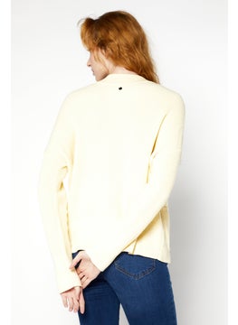 GERRY WEBER Women V-Neck Knitted Sweater, Pastel Yellow  - Image 2