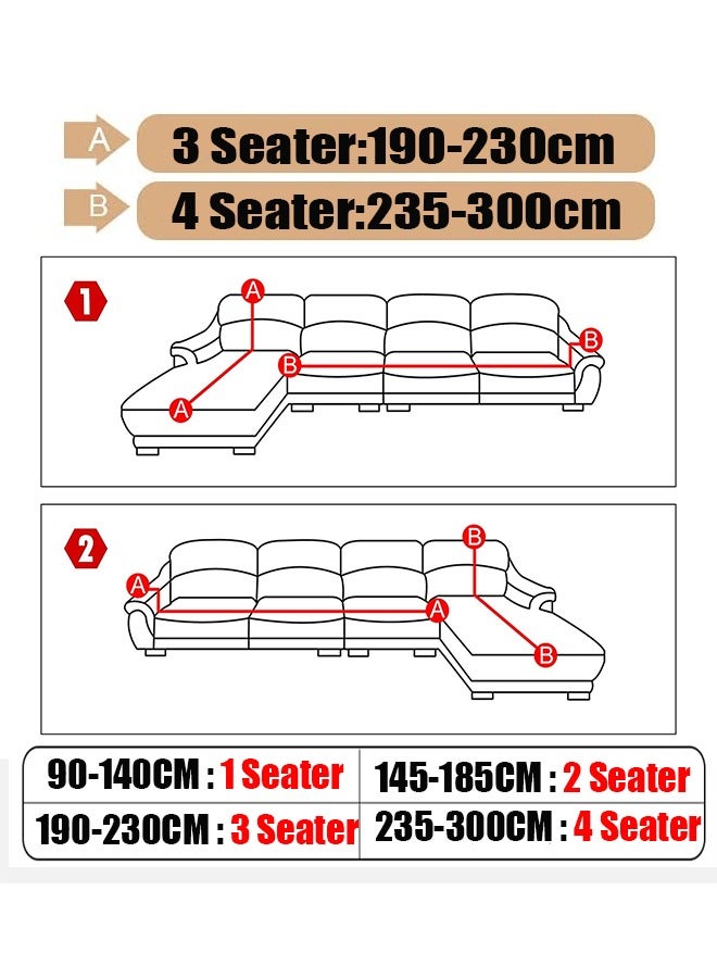 L-Shaped Solid Color Sofa Cover with 2 Free Cushion Covers Light Grey 235-300cm