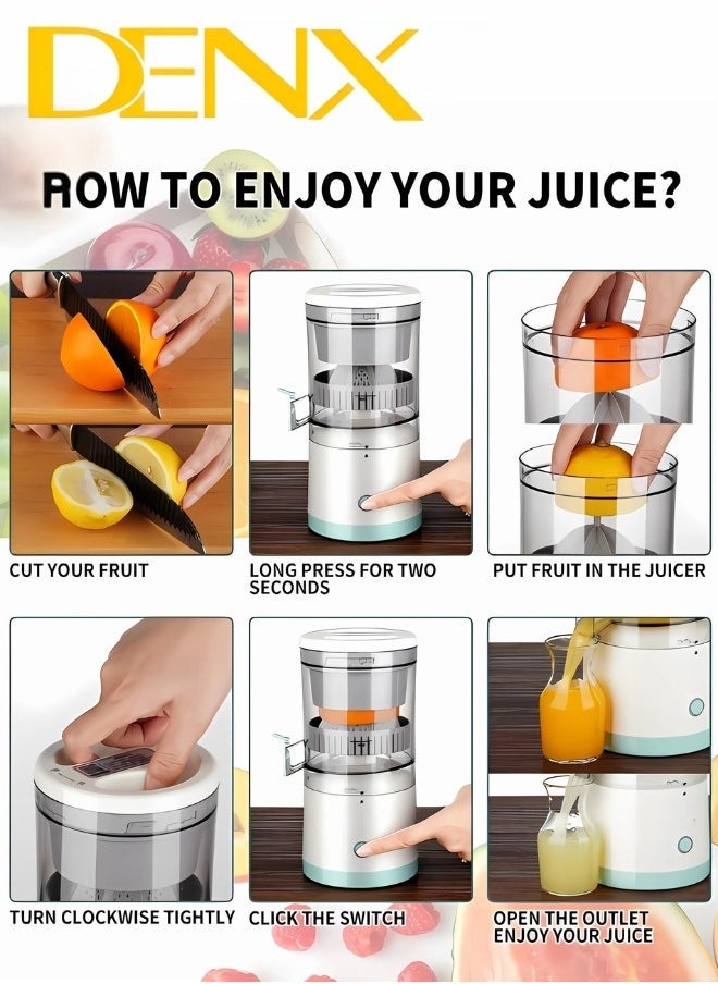 Denx Electric Citrus Juicer, Hands-Free Portable Usb Charging Powerful Electric Juicer Cordless Fruit Juicer, Multi Functional 1-Button Easy Press Lemon Orange Squeezer Machine For Kitchen - Image 4