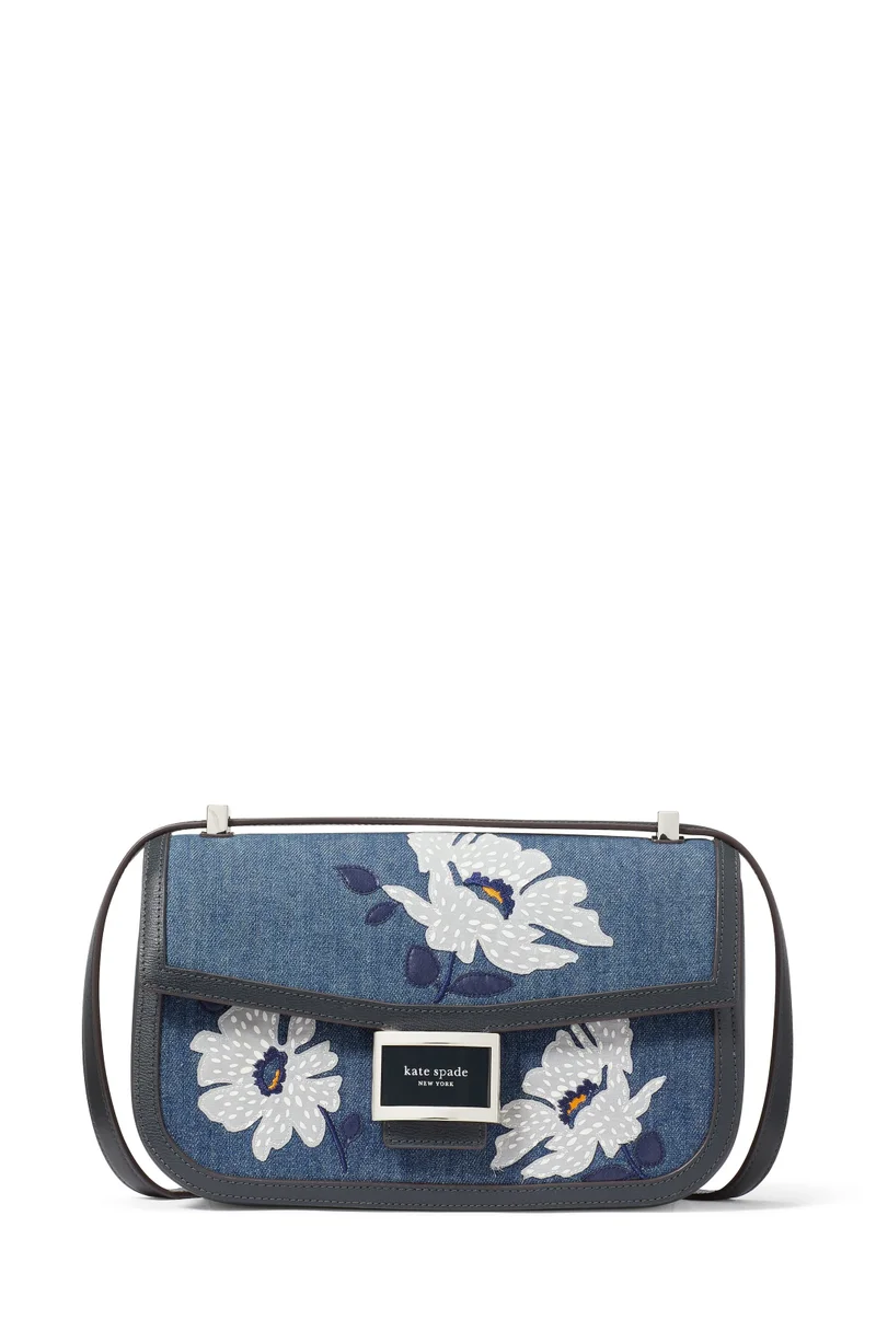 Kate Spade Katy Embellished Denim Medium Convertible Shoulder Bag