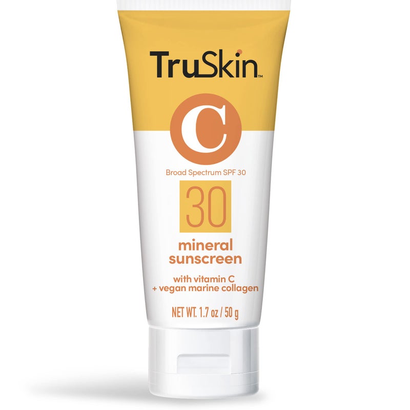 TruSkin Mineral Sunscreen SPF 30 â€“ Broad Spectrum Mineral Sunscreen for Face with Zinc Oxide, Vitamin C & Vegan Marine Collagen â€“ Lightweight SPF for Sensitive Skin, 1.7 fl oz - Image 1
