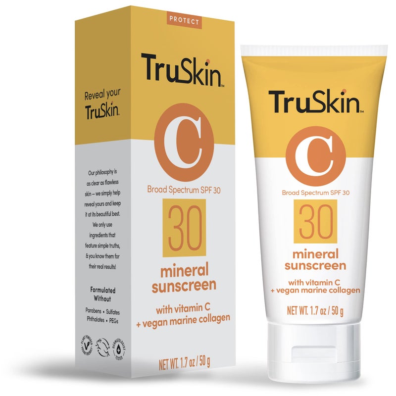 TruSkin Mineral Sunscreen SPF 30 â€“ Broad Spectrum Mineral Sunscreen for Face with Zinc Oxide, Vitamin C & Vegan Marine Collagen â€“ Lightweight SPF for Sensitive Skin, 1.7 fl oz - Image 2
