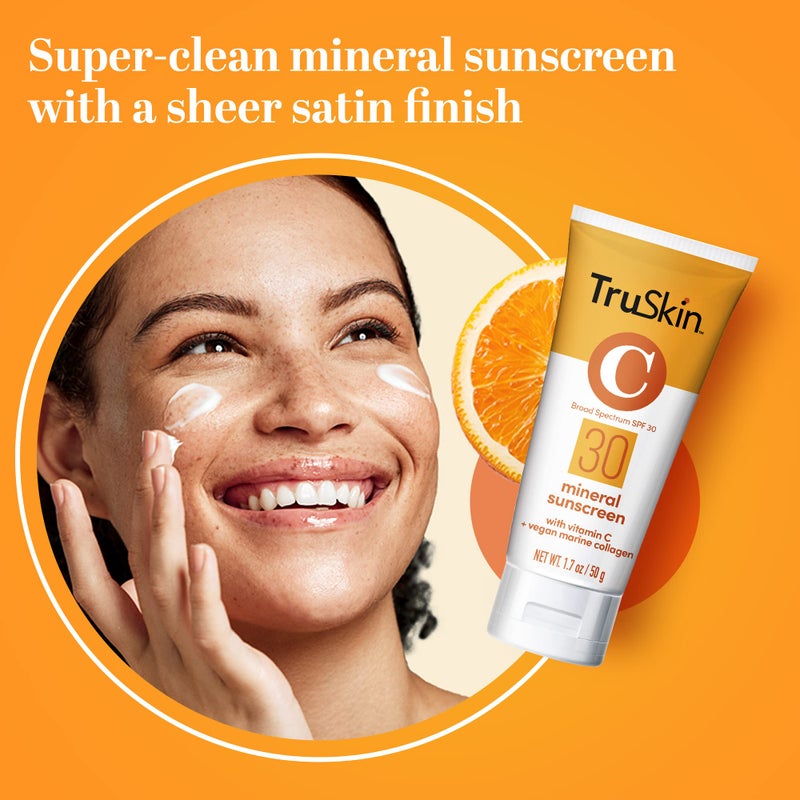 TruSkin Mineral Sunscreen SPF 30 â€“ Broad Spectrum Mineral Sunscreen for Face with Zinc Oxide, Vitamin C & Vegan Marine Collagen â€“ Lightweight SPF for Sensitive Skin, 1.7 fl oz - Image 5