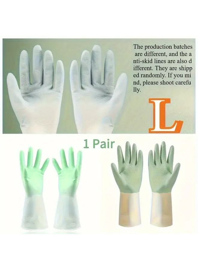 Heavy Duty Waterproof Latex Gloves Non Slip Grip Soft Durable Size L Green Color - Image 1