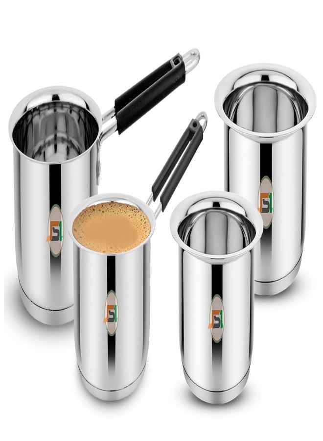 JSI 304-Grade Stainless Steel Cookware Set of 4 Pcs, Tope 1600-2000 ML & Saucepan 1600-2000 ML, Triply Base with Heavy Bottom - Induction Base Cooking Set for Kitchen - Ideal for Boiling Tea/Water - Image 1