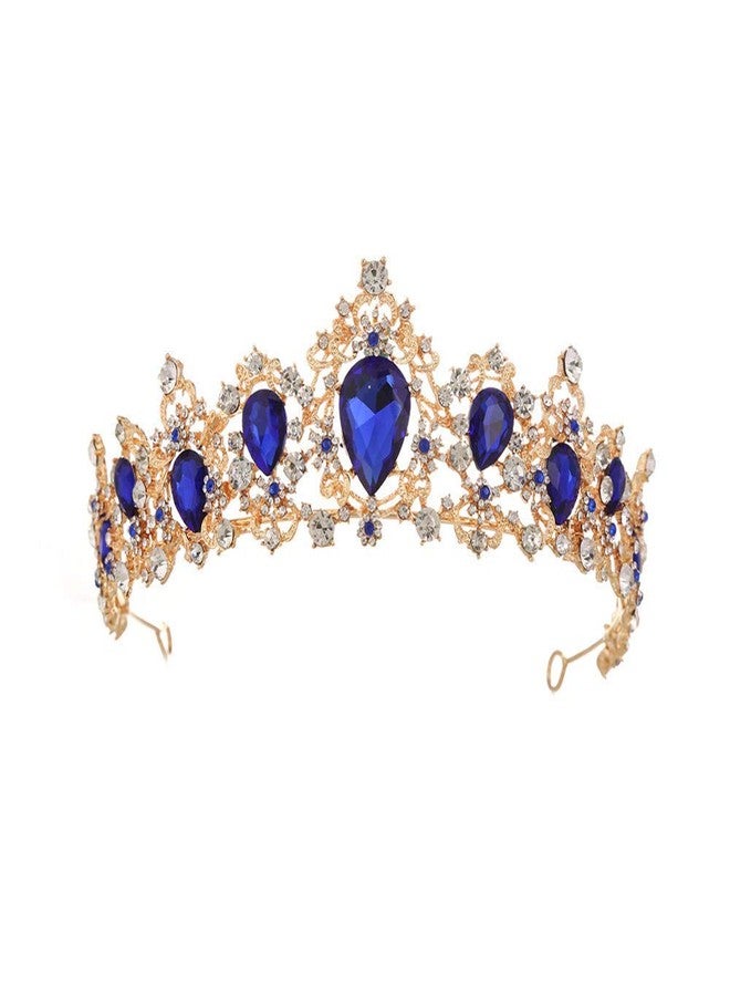 MACOIOR Baroque Royal Queen Crowns and Tiaras for Women,Crystal Rhinestone Costume Party Festival Wedding Tiaras Headbands (Blue) - Image 2