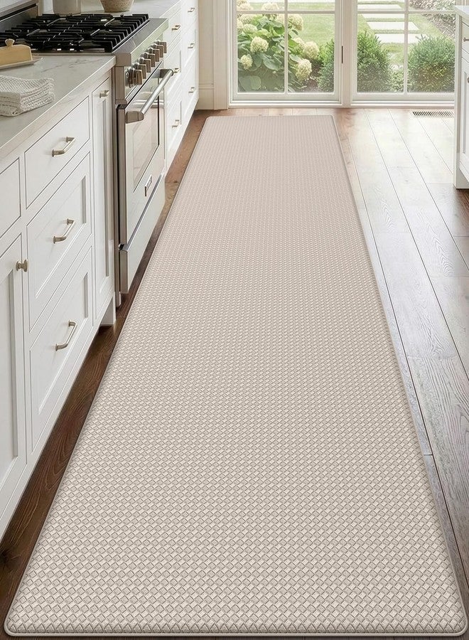 DEXI Kitchen Mat Anti-Fatigue Non-Slip Cushioned Comfort Waterproof Oilproof Easy Clean Kitchen Mat 60x220cm Beige - Image 1