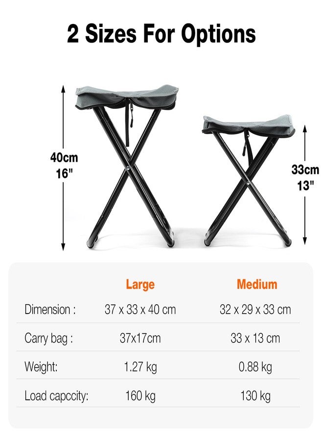 Outplea 40cm Camping Stool Collapsible with Ultralight Packable Frame, Folding Hunting Stool for Adults with Zippered Carrying Bag Seating for Outdoor Fishing Hiking Backpacking Travel Beach, Gray - Image 2