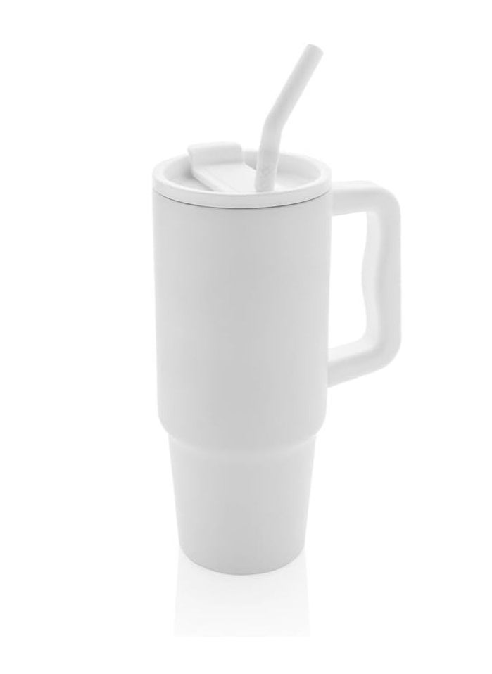 Hans Larsen BERN - Recycled Stainless Steel Tumbler with Reusable Straw - White  - Image 5