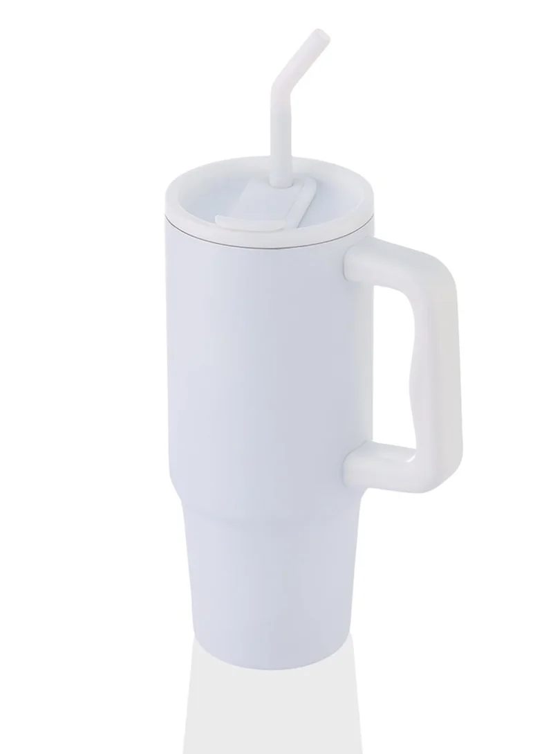 Hans Larsen BERN - Recycled Stainless Steel Tumbler with Reusable Straw - White