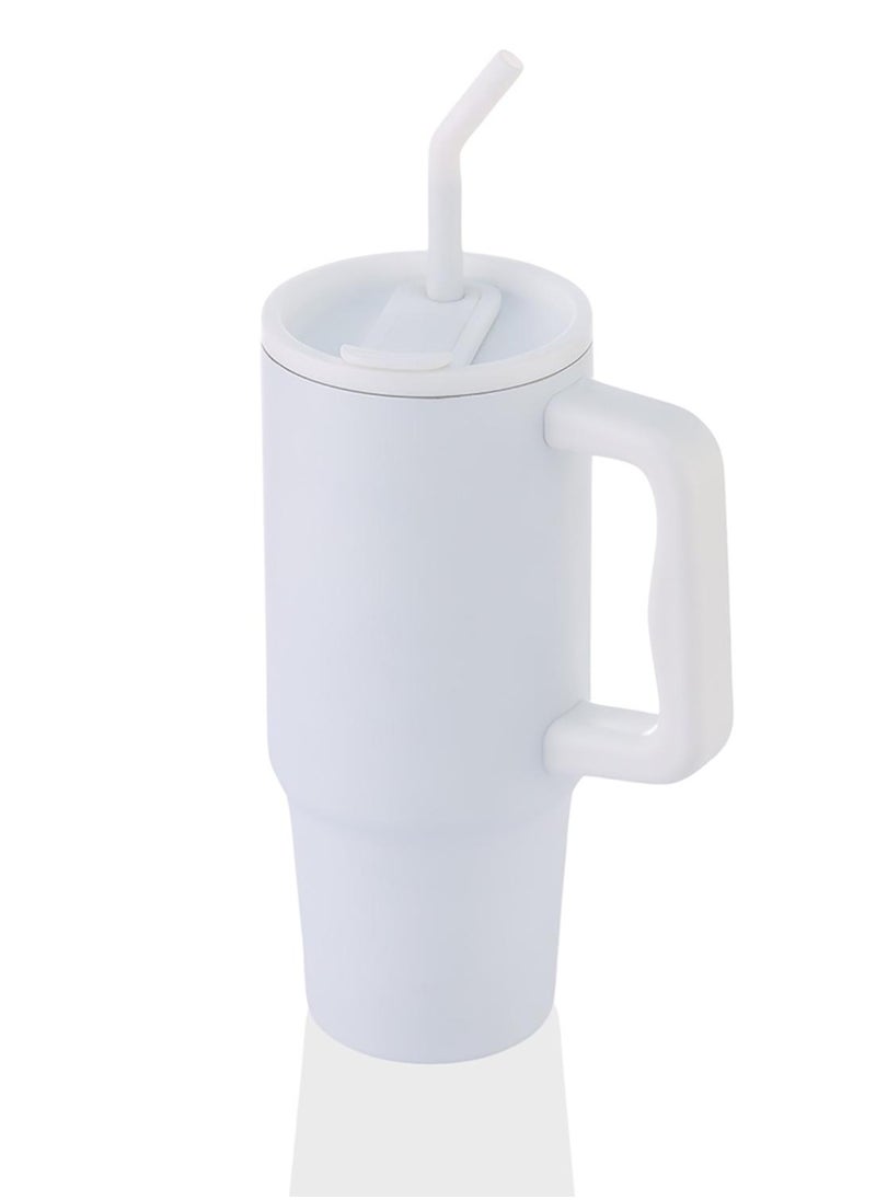 Hans Larsen BERN - Recycled Stainless Steel Tumbler with Reusable Straw - White  - Image 3