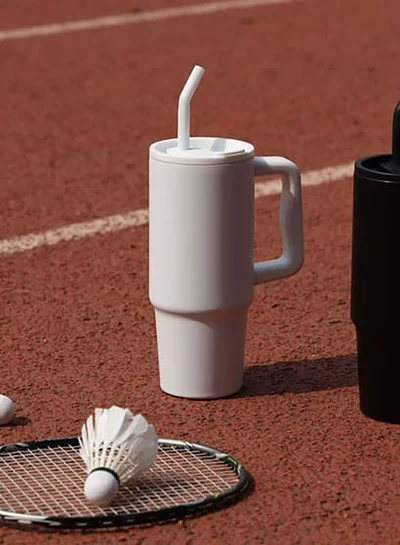 Hans Larsen BERN - Recycled Stainless Steel Tumbler with Reusable Straw - White