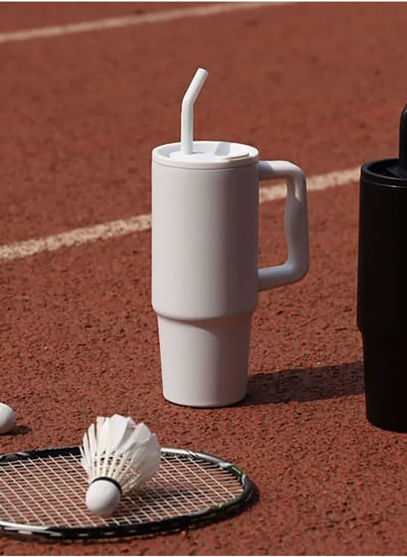 Hans Larsen BERN - Recycled Stainless Steel Tumbler with Reusable Straw - White