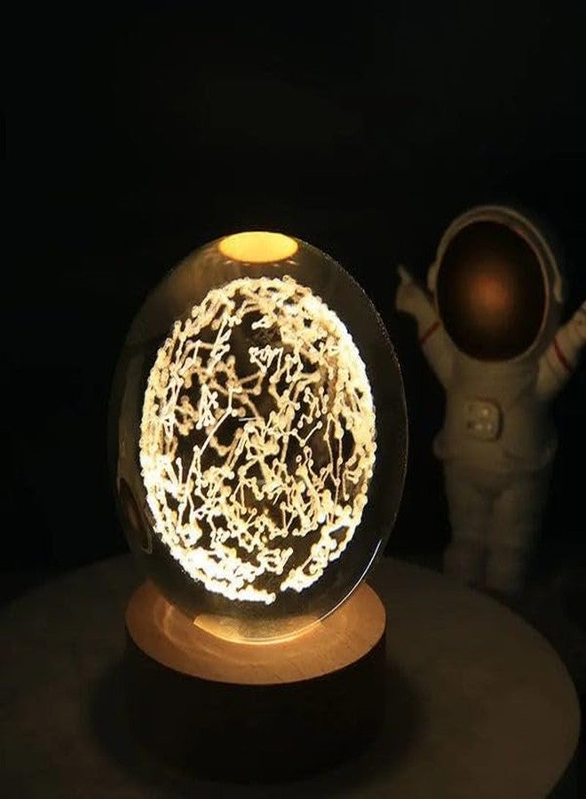 Dkriva 3D Crystal Ball Night Light, Space Galaxy Crystal Ball with Wooden Base,3D Engraved Solar System Crystal Ball with LED Light (1 PCS)(Glow Globe) - Image 2