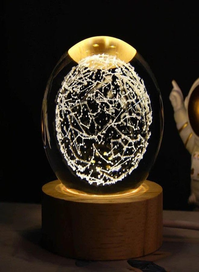Dkriva 3D Crystal Ball Night Light, Space Galaxy Crystal Ball with Wooden Base,3D Engraved Solar System Crystal Ball with LED Light (1 PCS)(Glow Globe) - Image 4