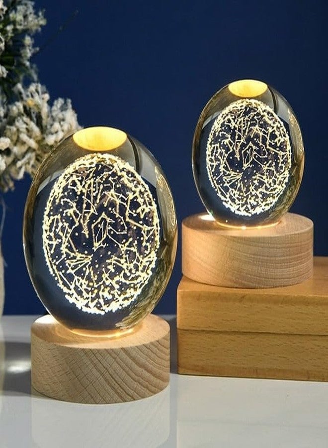 Dkriva 3D Crystal Ball Night Light, Space Galaxy Crystal Ball with Wooden Base,3D Engraved Solar System Crystal Ball with LED Light (1 PCS)(Glow Globe) - Image 3