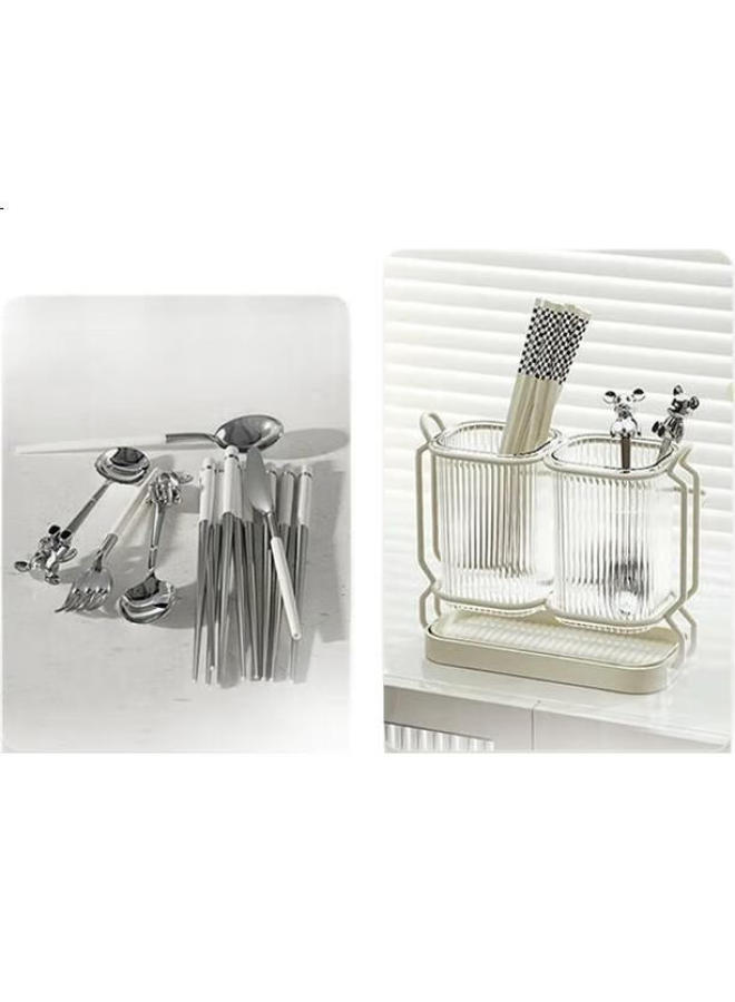 Yijuke [Wall-Mountable/Countertop] No-Drill Chopstick Storage Box, Draining Chopstick Tube, Chopstick Organizer Rack, Chopstick Cage, Wall-Mounted - Image 2