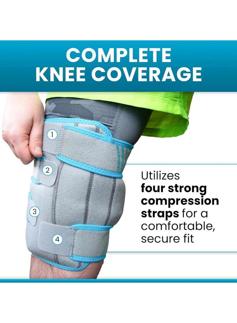 Knee Ice Pack Wrap Comfortable Gel Technology Soft Thin Protective Post-operative mediation Pads Cold Hot Gel Compression Brace for Arthritis Pain Tendonitis ACL Athletic Injury Osteoarthritis Women Men Running Meniscus and Patella Surgery (Blue) - Image 3