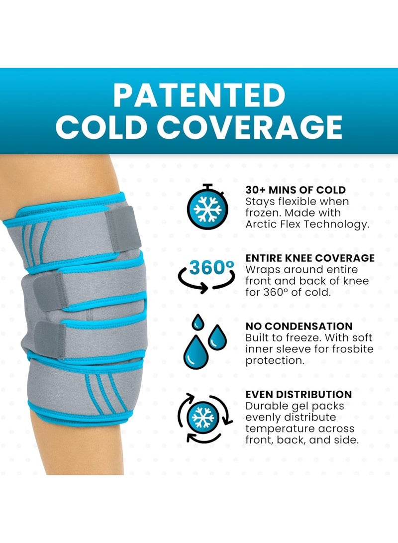Knee Ice Pack Wrap Comfortable Gel Technology Soft Thin Protective Post-operative mediation Pads Cold Hot Gel Compression Brace for Arthritis Pain Tendonitis ACL Athletic Injury Osteoarthritis Women Men Running Meniscus and Patella Surgery (Blue) - Image 5