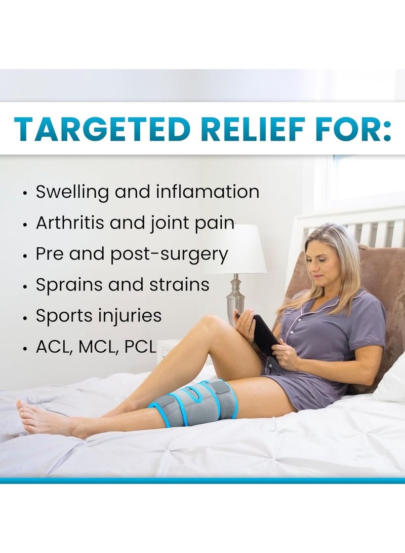 Knee Ice Pack Wrap Comfortable Gel Technology Soft Thin Protective Post-operative mediation Pads Cold Hot Gel Compression Brace for Arthritis Pain Tendonitis ACL Athletic Injury Osteoarthritis Women Men Running Meniscus and Patella Surgery (Blue) - Image 2