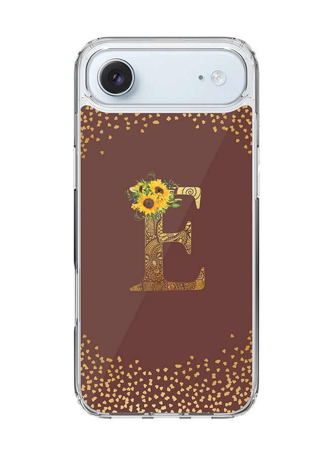 Stylizedd Classic Clear MagSafe Case for iPhone 17 Air , Hybrid Soft Case Flexible Edges Anti Drop TPU PC Gel Thin Transparent Cover [ Designed for iPhone 17 Air ] - Custom Monogram Initial Letter Floral Pattern Alphabet - E  (Brown )
