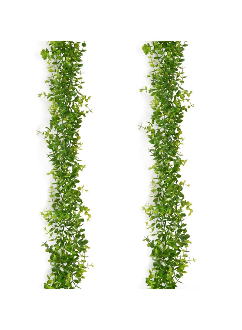 CMGTYYD Faux Eucalyptus Garland, Artificial Vines, Faux Silk Eucalyptus Leaves, Handmade UV Protected Indoor Outdoor Greenery Garlands Backdrop Table Placement Décor (2 Pcs, 1.8m)  - Image 1