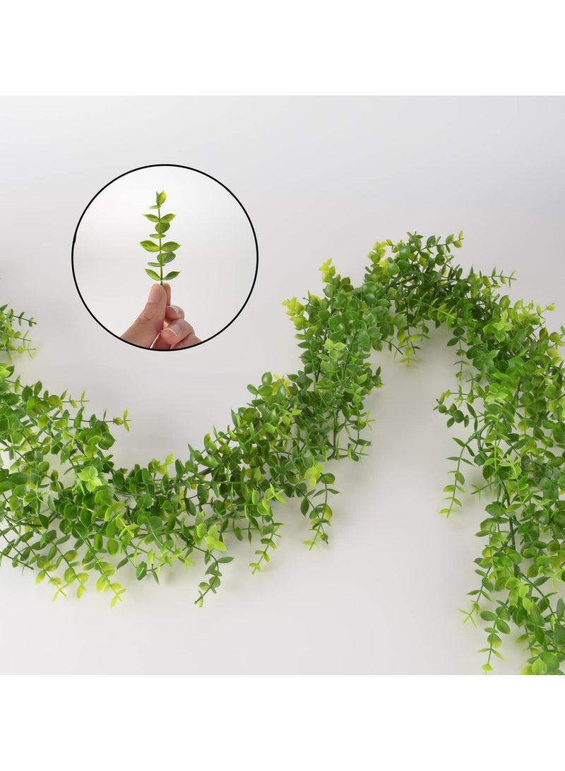 CMGTYYD Faux Eucalyptus Garland, Artificial Vines, Faux Silk Eucalyptus Leaves, Handmade UV Protected Indoor Outdoor Greenery Garlands Backdrop Table Placement Décor (2 Pcs, 1.8m)  - Image 4