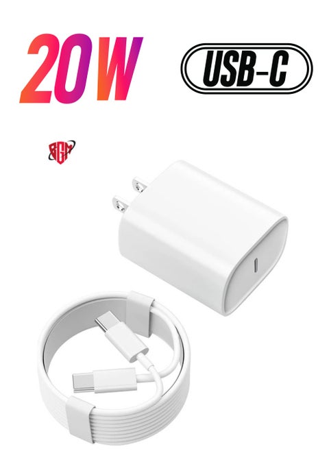 20W USB C Fast Charger for iPad Pro 12.9/11 in 2021/2020/2018, iPad Air 4th/5th Generation 10.9", iPad Mini 6th Generation, iPad Charger Fast Charging Wall Charger Block with 6.6FT USB C to C Cable