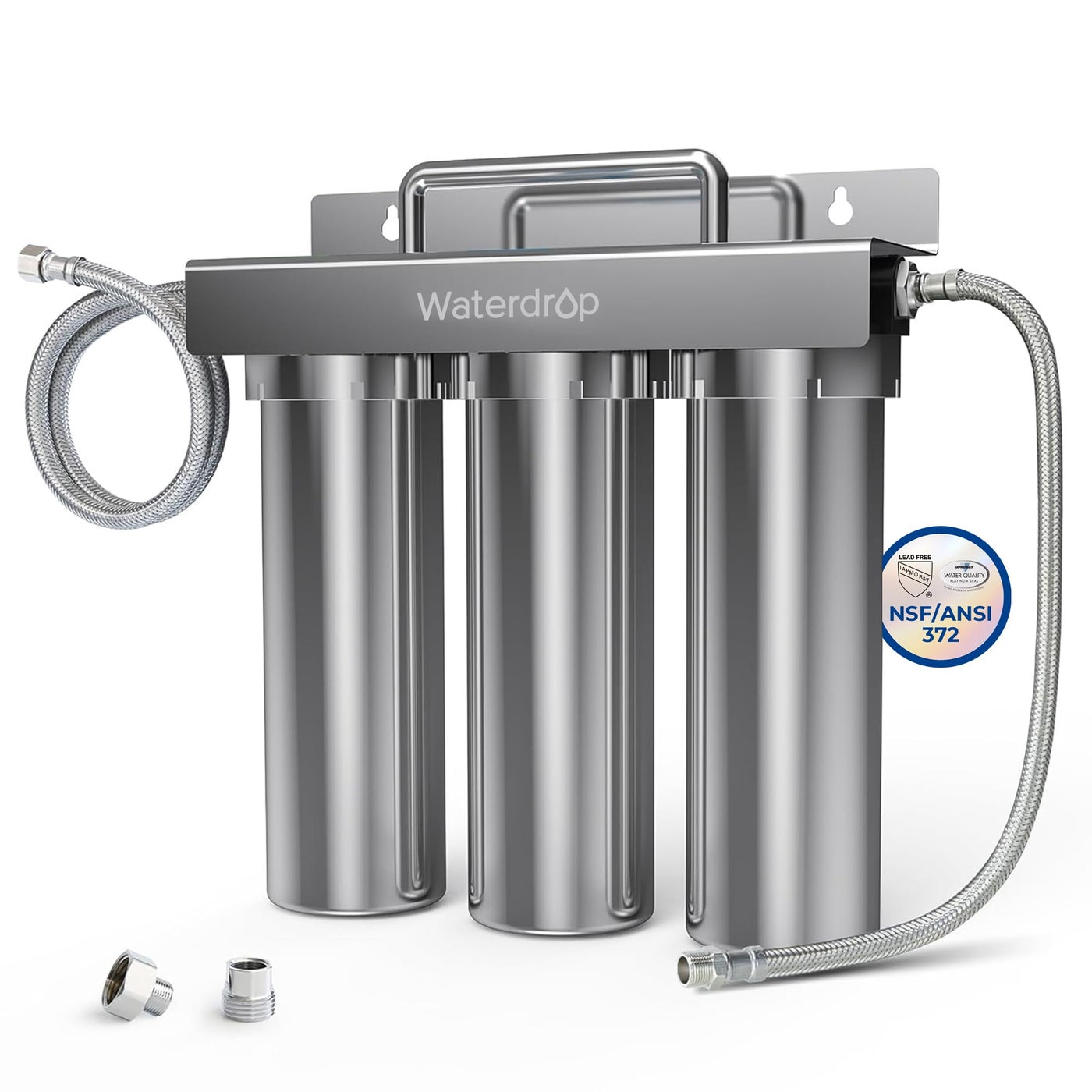Waterdrop TST-UF 0.01μm Ultra-Filtration Under Sink Water Filter System, Stainless Steel Water Filter for Sink, 5X Service Life Under Sink Water Filtration System, Removes 99% of Substances