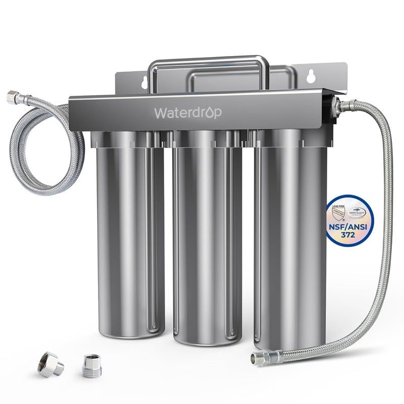 Waterdrop TST-UF 0.01Î¼m Ultra-Filtration Under Sink Water Filter System, Stainless Steel Water Filter for Sink, 5X Service Life Under Sink Water Filtration System, Removes 99% of Substances - Image 1