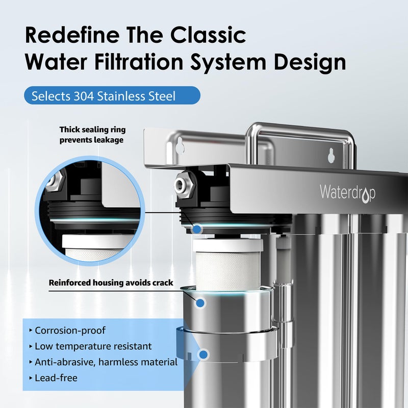 Waterdrop TST-UF 0.01Î¼m Ultra-Filtration Under Sink Water Filter System, Stainless Steel Water Filter for Sink, 5X Service Life Under Sink Water Filtration System, Removes 99% of Substances - Image 5