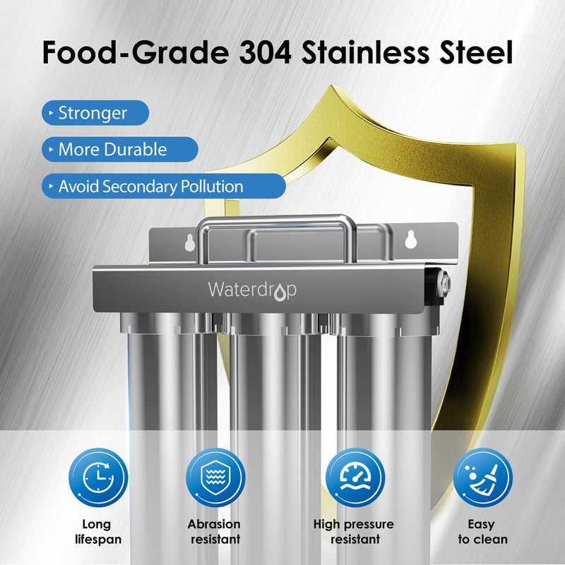Waterdrop TST-UF 0.01Î¼m Ultra-Filtration Under Sink Water Filter System, Stainless Steel Water Filter for Sink, 5X Service Life Under Sink Water Filtration System, Removes 99% of Substances - Image 2
