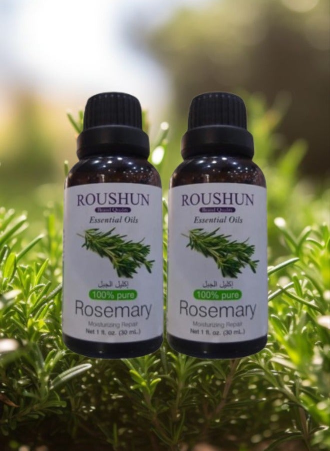 ROUSHUN 2 Pieces Pure Rosemary Essential Oil Clear 30ml