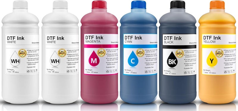 حبر DTF أبيض 1000 مل متوافق مع رؤوس الطباعة المثبتة في طابعات DTF L801 L800 L805 L850 T50 T60 R290 RX610 690 R200 R210 R220 R300 R310 R340 R350 - Image 1