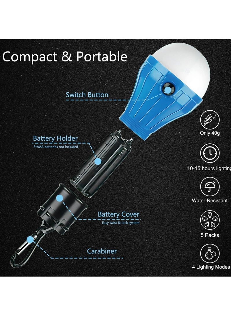 Generic Camping Lanterns, Portable LED Tent Lights with 4 Modes, Battery-Powered Hanging Lamps for Camping, Hiking, Backpacking, Fishing, and Emergency Outages (5 Pcs) - Image 4