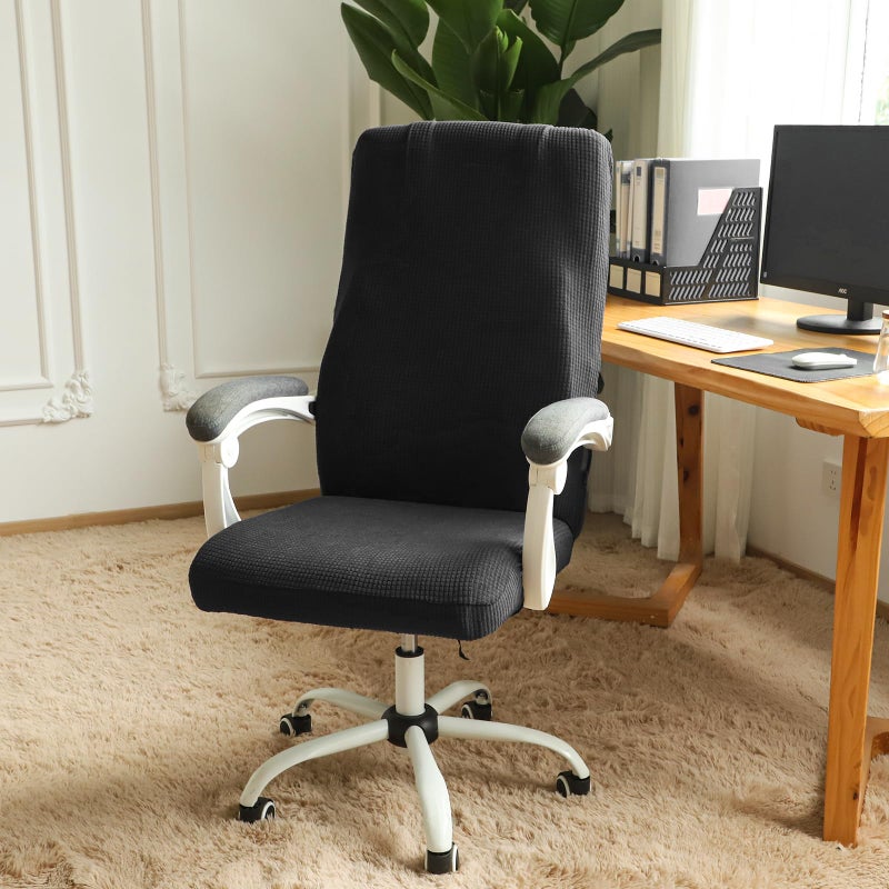 FORCHEER Large Office Chair Covers Stretchable XL Office Chair Cover, Big and Tall Computer Chair Covers (Large,Black) - Image 4