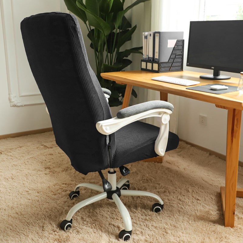 FORCHEER Large Office Chair Covers Stretchable XL Office Chair Cover, Big and Tall Computer Chair Covers (Large,Black) - Image 3