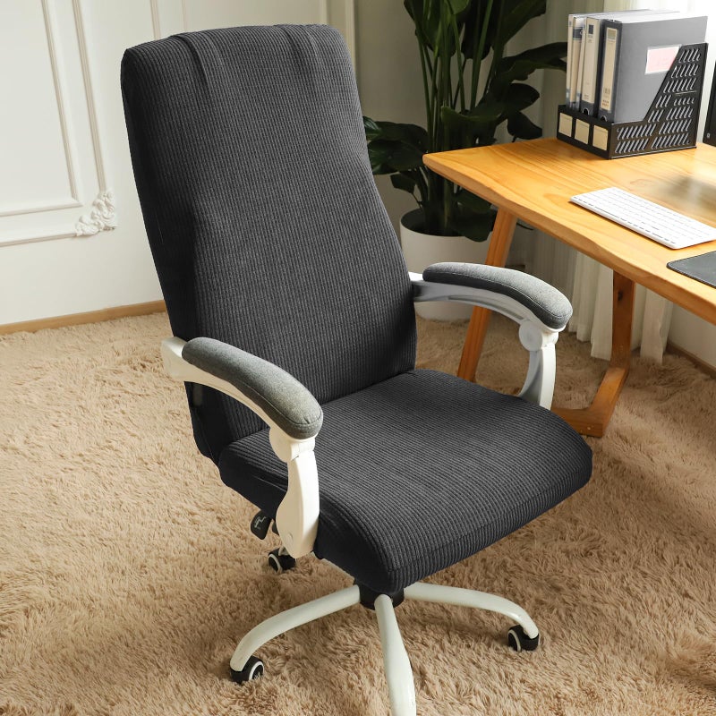 FORCHEER Large Office Chair Covers Stretchable XL Office Chair Cover, Big and Tall Computer Chair Covers (Large,Black) - Image 2