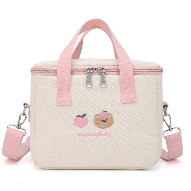 Dreamfocus Cute Insulated Lunch Bag for Girls Large Capacity Handle and Strap Kawaii Lunch Box for Kids Teen Women Work School Gifts