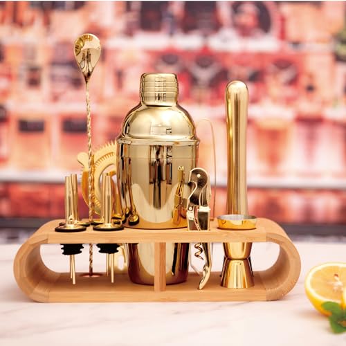 JNWINOG 12PcsCocktail Shaker Set Stainless Steel Bartending Kit 186oz Cocktail Bar Set Cocktail Mix Drink Making Kit Professional Bar and Home Drink Bar Tools for BartenderGold 12Pcs - Image 3