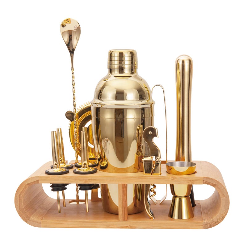 JNWINOG 12PcsCocktail Shaker Set Stainless Steel Bartending Kit 186oz Cocktail Bar Set Cocktail Mix Drink Making Kit Professional Bar and Home Drink Bar Tools for BartenderGold 12Pcs - Image 2