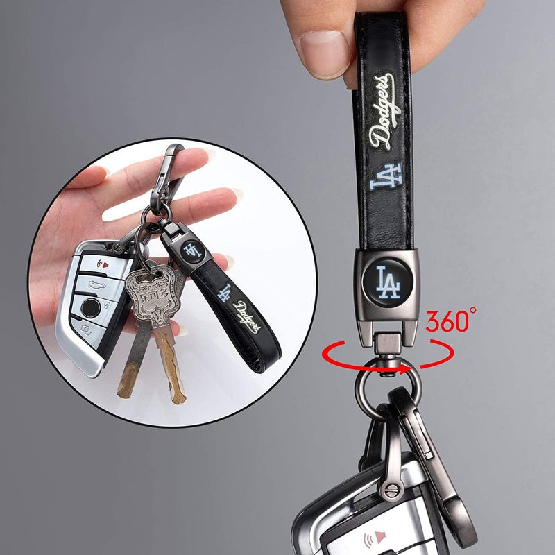 ARTANLIFE Leather Car Keychain Keyring for Dodgers Baseball Fans,LA Dodgers Fans Car Key Fob Holder Keychain Lanyard, Gift & Souvenir for Baseball Lovers - Image 2