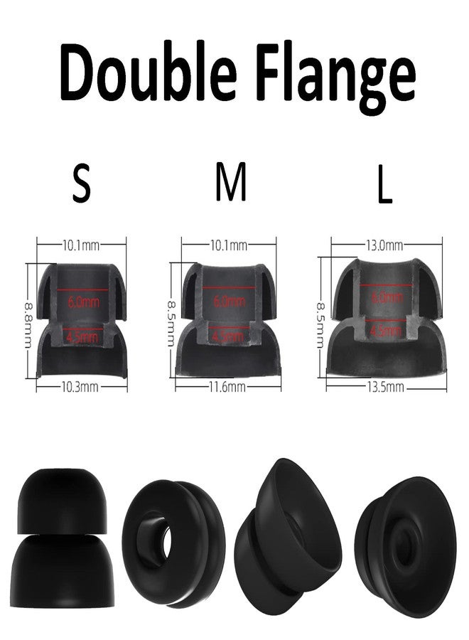 A-Focus Compatible with Anker Soundcore P20i Case Ear Tips Kit, Silicone Shockproof Skin with Keychain and 3 Pairs Double Flange Eartips Set Comopatible with Soundcore P20i Black - Image 3