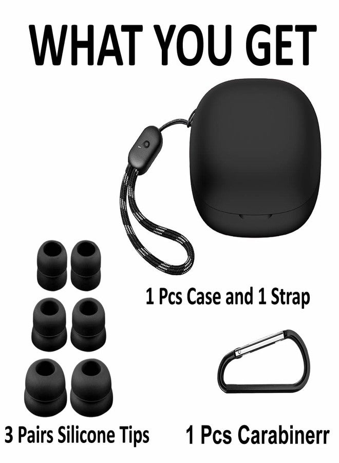 A-Focus Compatible with Anker Soundcore P20i Case Ear Tips Kit, Silicone Shockproof Skin with Keychain and 3 Pairs Double Flange Eartips Set Comopatible with Soundcore P20i Black - Image 5