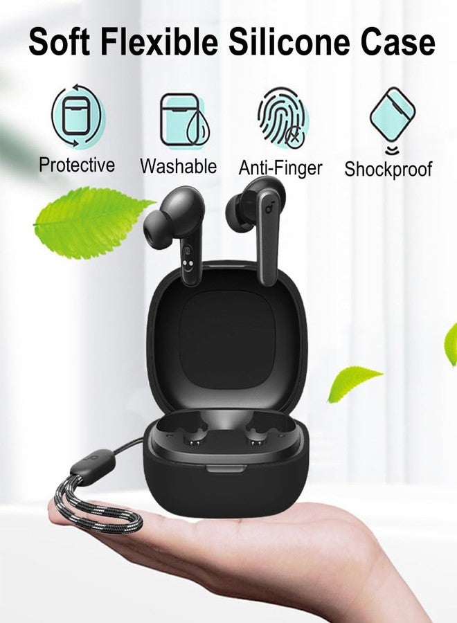 A-Focus Compatible with Anker Soundcore P20i Case Ear Tips Kit, Silicone Shockproof Skin with Keychain and 3 Pairs Double Flange Eartips Set Comopatible with Soundcore P20i Black - Image 4