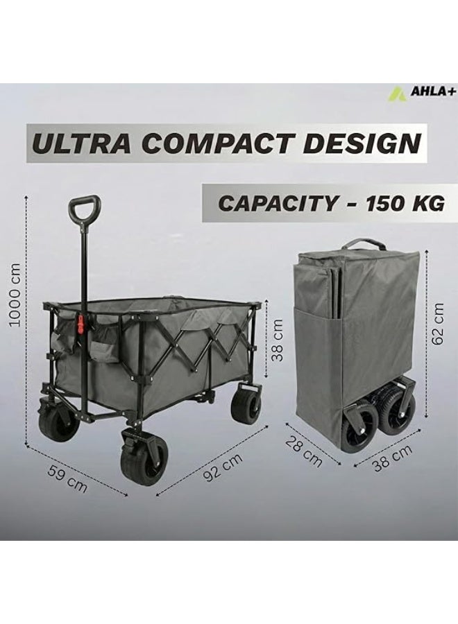 Egardenkart Foldable Wagon Trolley Cart - 150 KGS | Heavy-duty Trolley for Shopping, Camping, Beach, Picnic | Shopping Trolley with Adjustable Handle and 360° Wheels | Multipurpose Camping trolley - Image 5