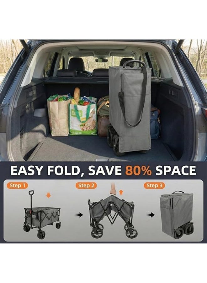 Egardenkart Foldable Wagon Trolley Cart - 150 KGS | Heavy-duty Trolley for Shopping, Camping, Beach, Picnic | Shopping Trolley with Adjustable Handle and 360° Wheels | Multipurpose Camping trolley - Image 4